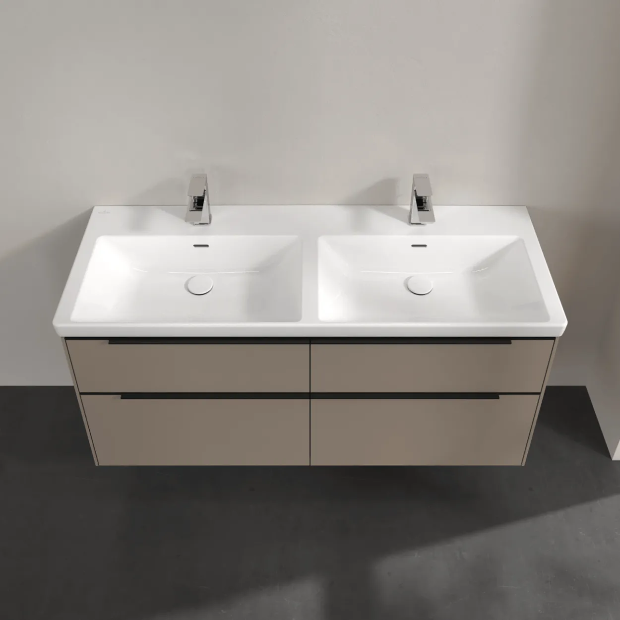 V&b subway 3.0 servantskap 127x57 f/dobbel servant black taupe m/lys håndtak i volcano