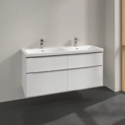 V&b subway 3.0 servantskap 127x57 f/dobbel servant brilliant white håndtak i krom