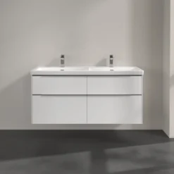 V&b subway 3.0 servantskap 127x57 f/dobbel servant brilliant white håndtak i krom