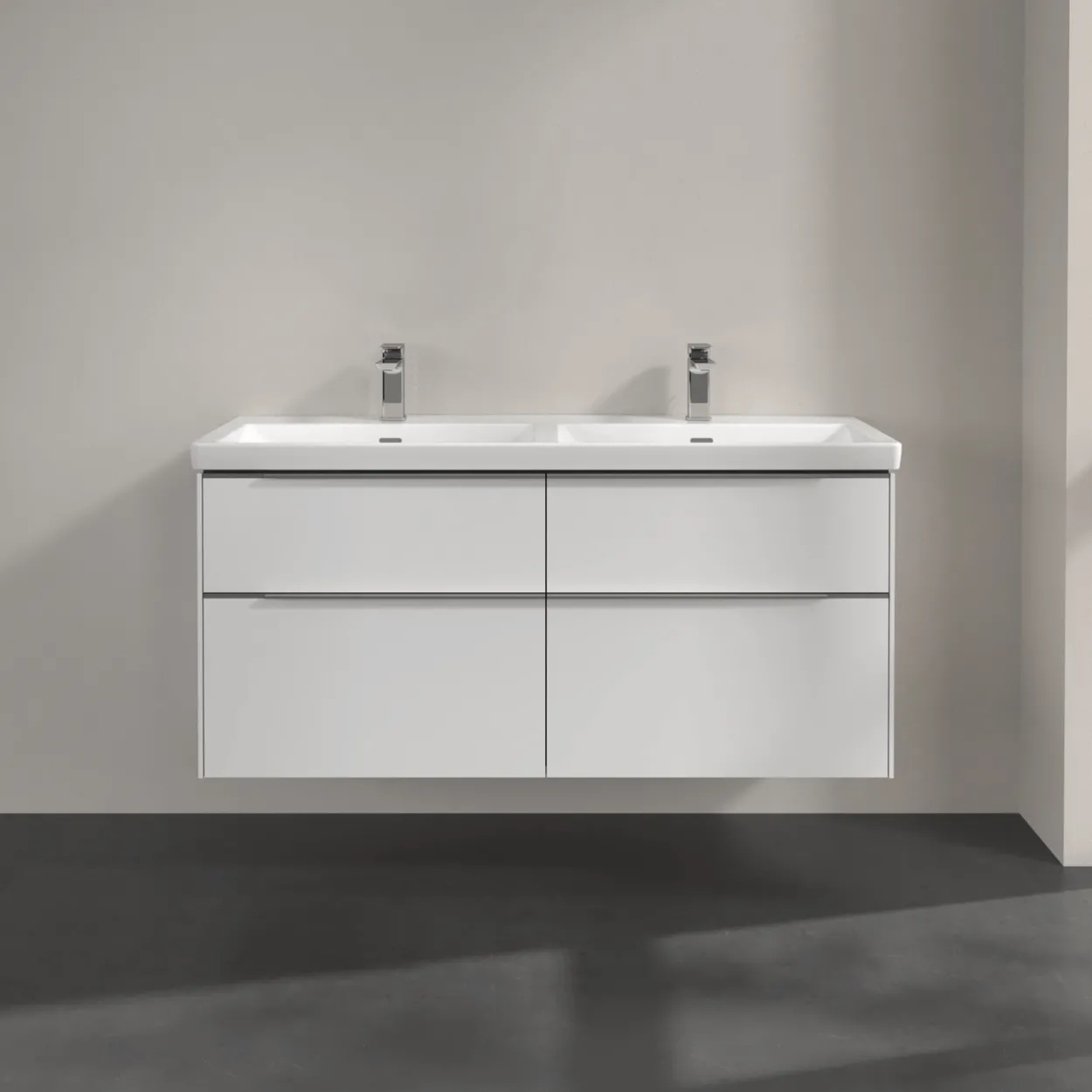 V&b subway 3.0 servantskap 127x57 f/dobbel servant brilliant white håndtak i krom