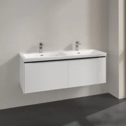 V&b subway 3.0 servantskap 127x42 f/dobbel servant brilliant white håndtak i volcano black