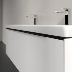 V&b subway 3.0 servantskap 127x42 f/dobbel servant brilliant white håndtak i volcano black