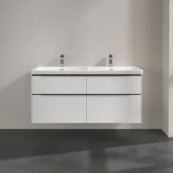 V&b subway 3.0 servantskap 127x57 f/dobbel servant brilliant white håndtak i volcano black