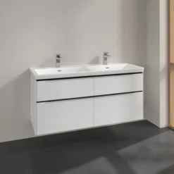 V&b subway 3.0 servantskap 127x57 f/dobbel servant brilliant white håndtak i volcano black