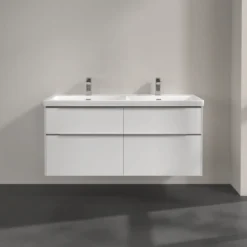 V&b subway 3.0 servantskap 127x57 f/dobbel servant brilliant white m/lys håndtak i krom