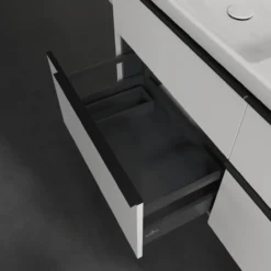 V&b subway 3.0 servantskap 127x57 f/dobbel servant brilliant white m/lys håndtak i volcano black