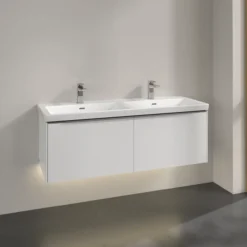 V&b subway 3.0 servantskap 127x42 f/dobbel servant brilliant white m/lys håndtak i krom