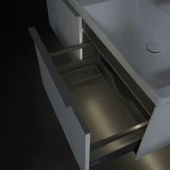 V&b subway 3.0 servantskap 127x42 f/dobbel servant brilliant white m/lys håndtak i krom