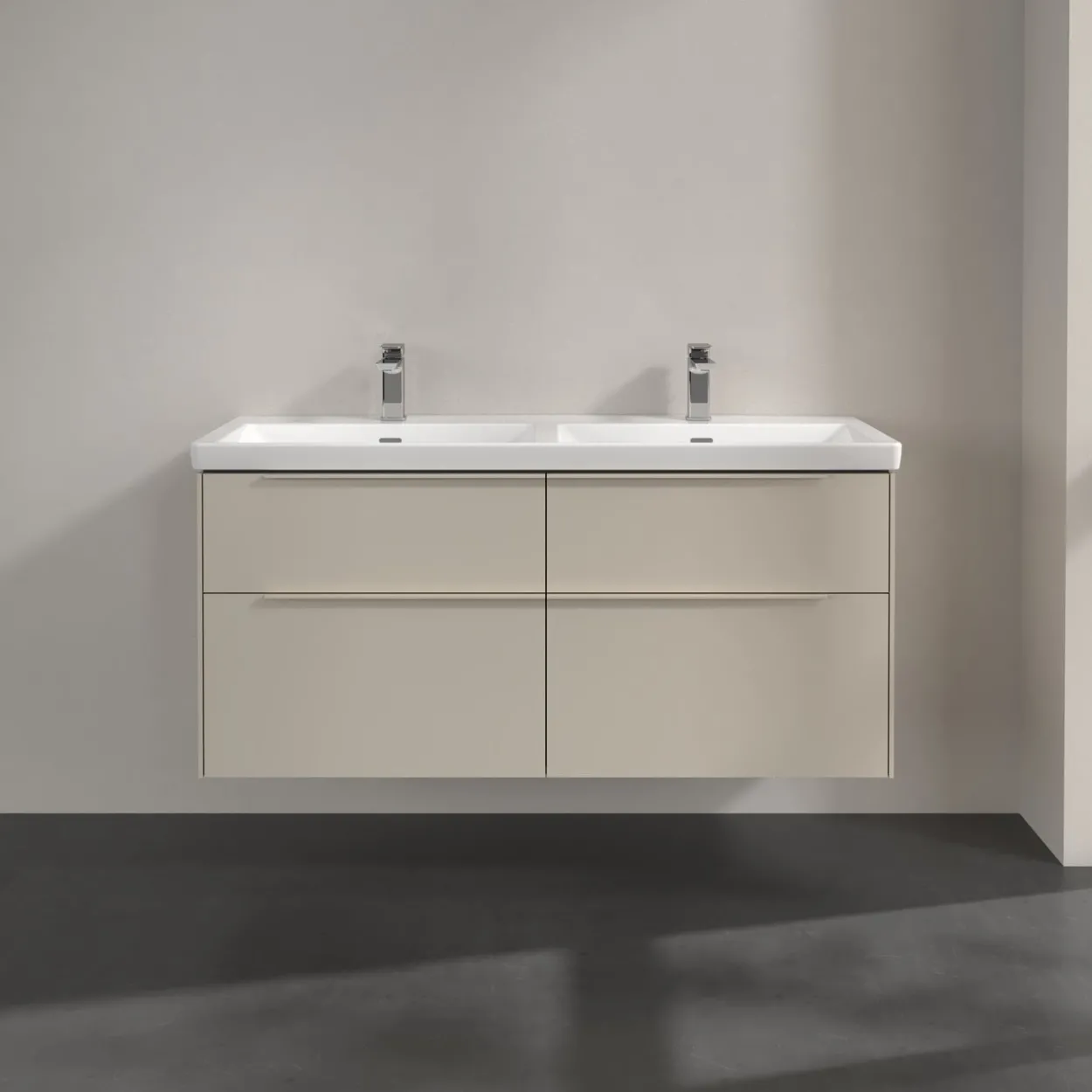 V&b subway 3.0 servantskap 127x57 f/dobbel servant cashmere grey håndtak i møbelets farge