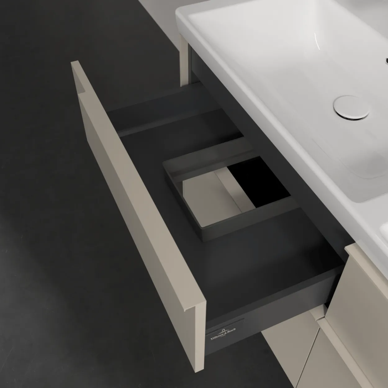 V&b subway 3.0 servantskap 127x57 f/dobbel servant cashmere grey håndtak i møbelets farge