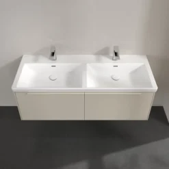 V&b subway 3.0 servantskap 127x42 f/dobbel servant cashmere grey håndtak i møbelets farge