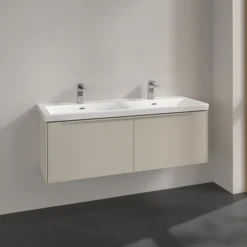V&b subway 3.0 servantskap 127x42 f/dobbel servant cashmere grey håndtak i møbelets farge