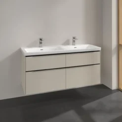 V&b subway 3.0 servantskap 127x57 f/dobbel servant cashmere grey håndtak i volcano black