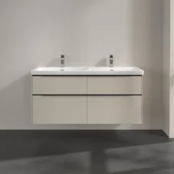 V&b subway 3.0 servantskap 127x57 f/dobbel servant cashmere grey håndtak i volcano black