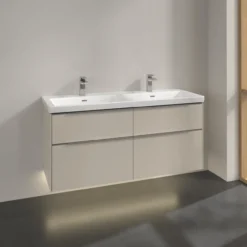 V&b subway 3.0 servantskap 127x57 f/dobbel servant cashmere grey m/lys håndtak i krom