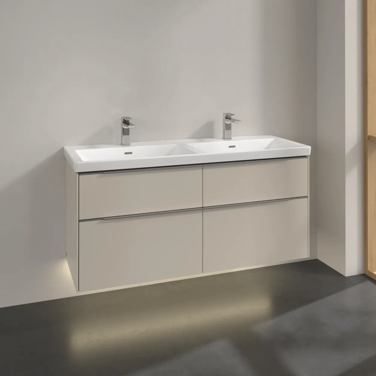 V&b subway 3.0 servantskap 127x57 f/dobbel servant cashmere grey m/lys håndtak i krom