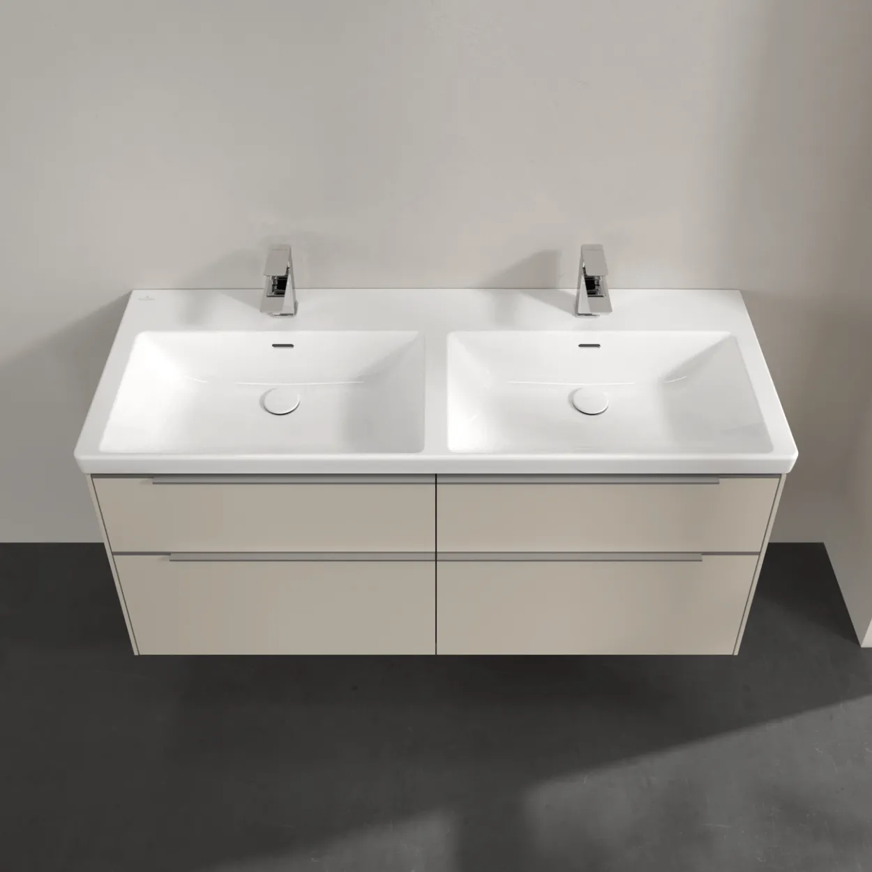 V&b subway 3.0 servantskap 127x57 f/dobbel servant cashmere grey m/lys håndtak i krom