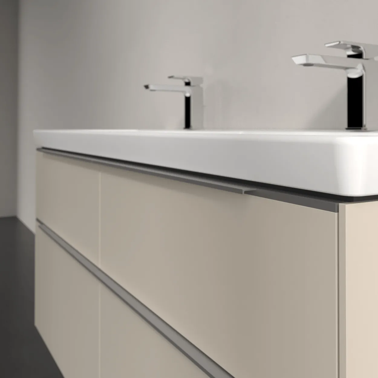 V&b subway 3.0 servantskap 127x57 f/dobbel servant cashmere grey m/lys håndtak i krom