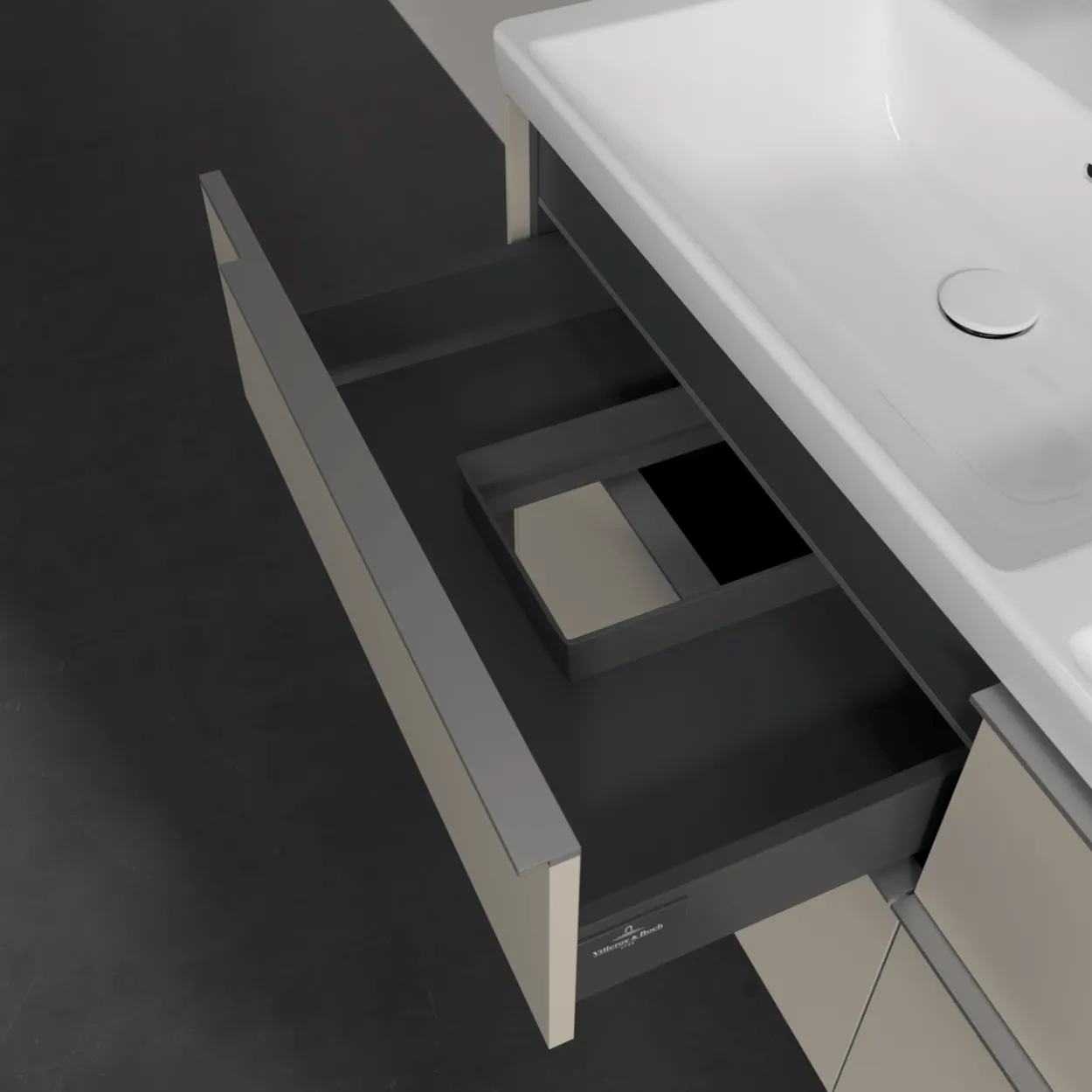 V&b subway 3.0 servantskap 127x57 f/dobbel servant cashmere grey m/lys håndtak i krom
