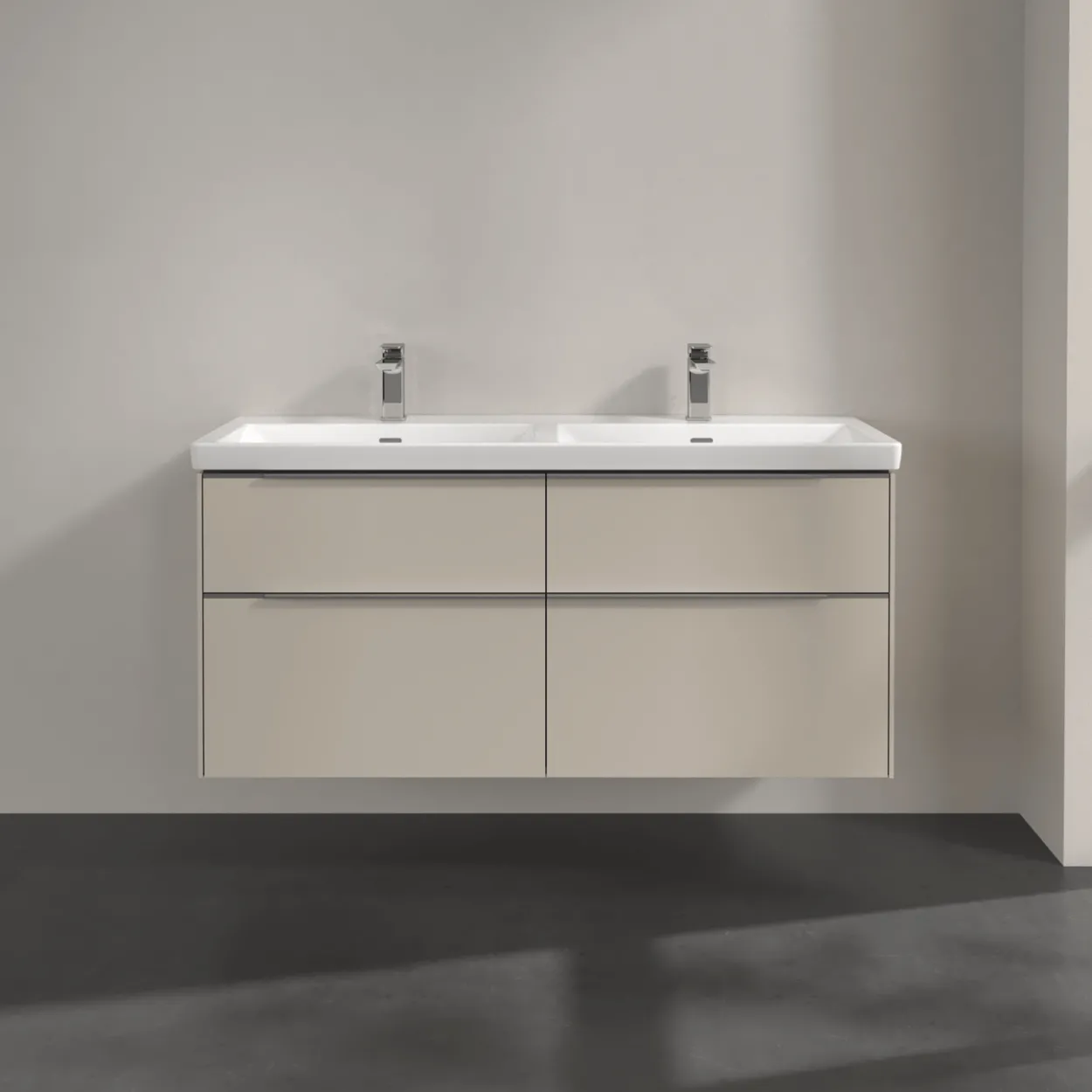 V&b subway 3.0 servantskap 127x57 f/dobbel servant cashmere grey m/lys håndtak i krom