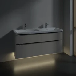 V&b subway 3.0 servantskap 127x57 f/dobbel servant cashmere grey m/lys håndtak i volcano black