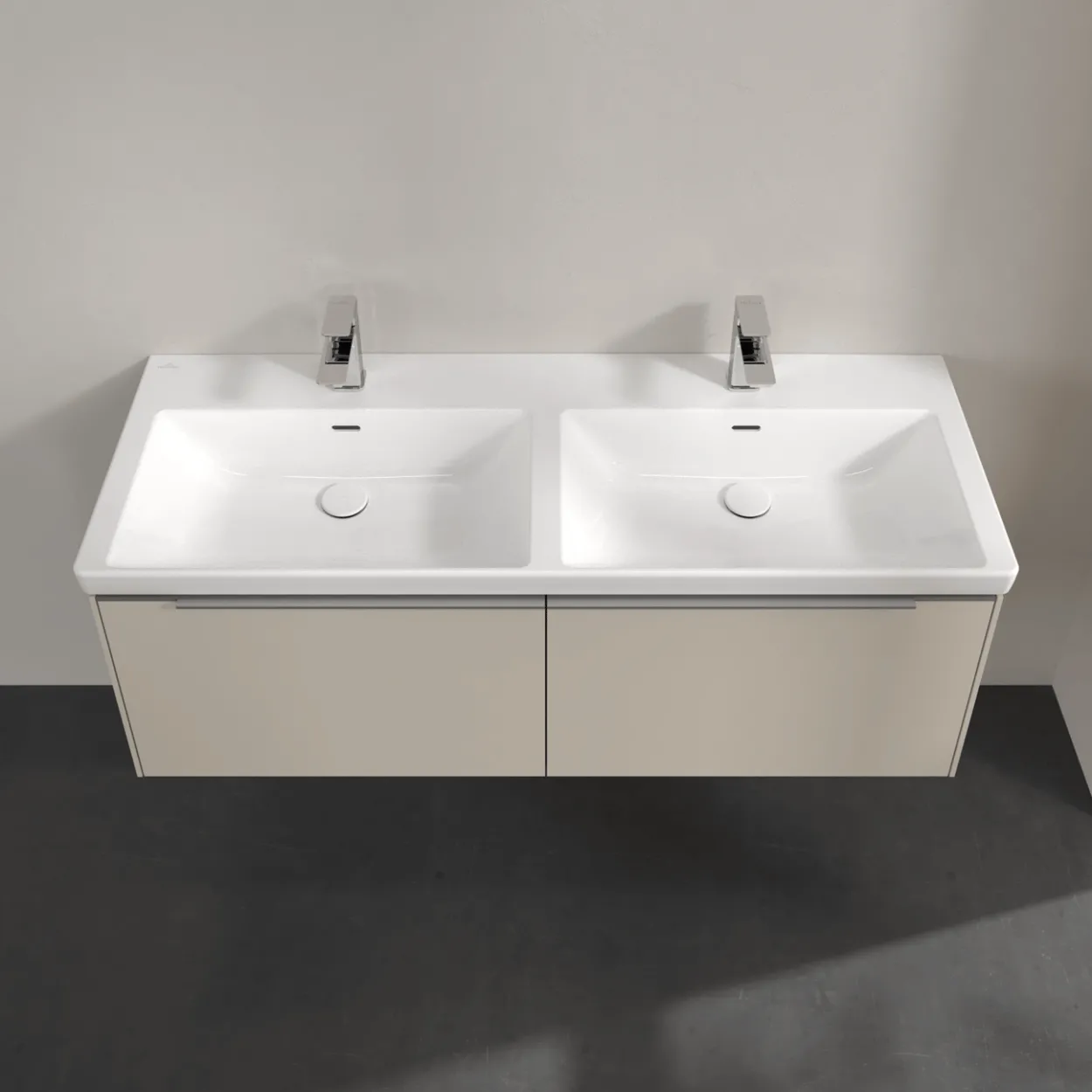 V&b subway 3.0 servantskap 127x42 f/dobbel servant cashmere grey m/lys håndtak i krom
