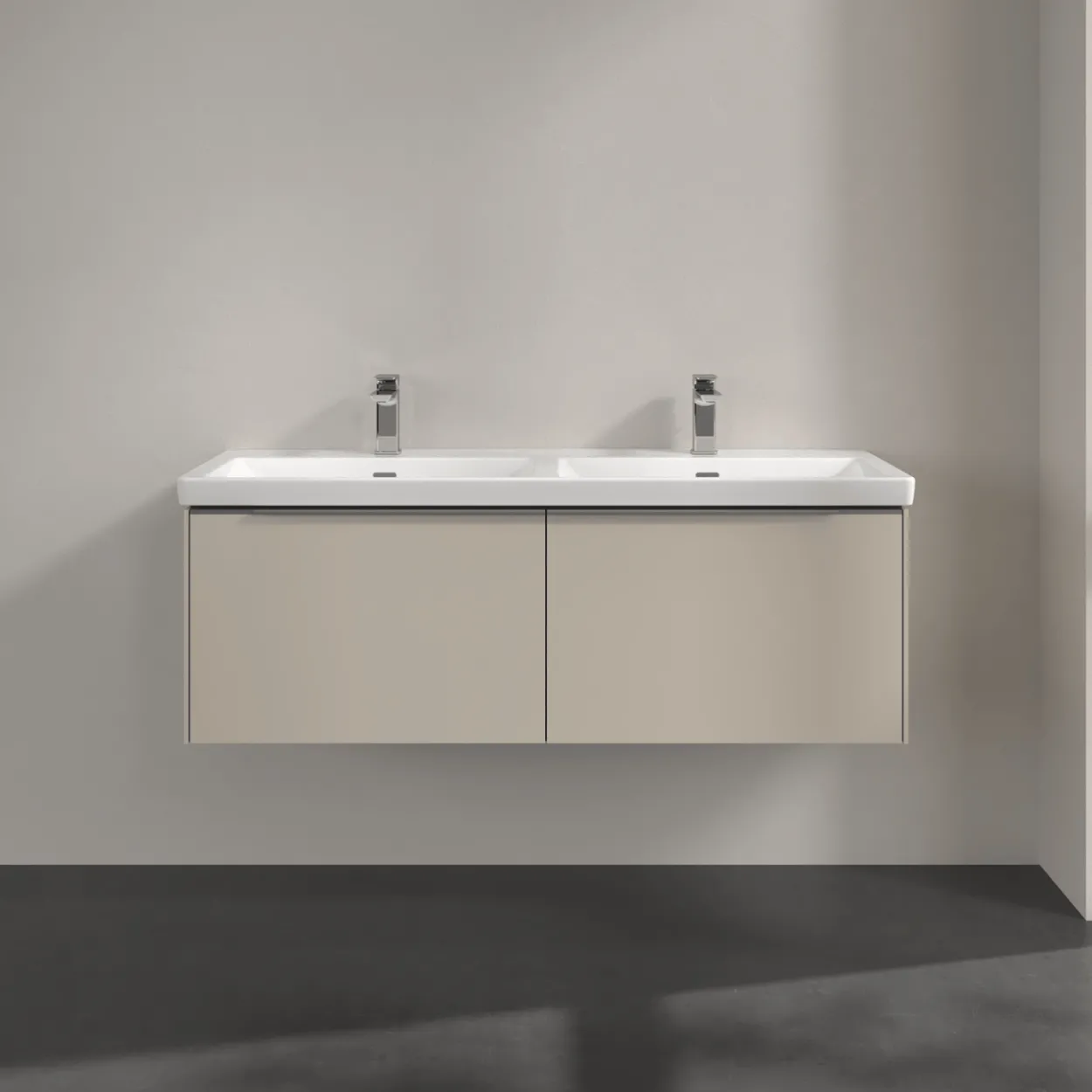 V&b subway 3.0 servantskap 127x42 f/dobbel servant cashmere grey m/lys håndtak i krom