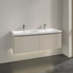 V&b subway 3.0 servantskap 127x42 f/dobbel servant cashmere grey m/lys håndtak i krom