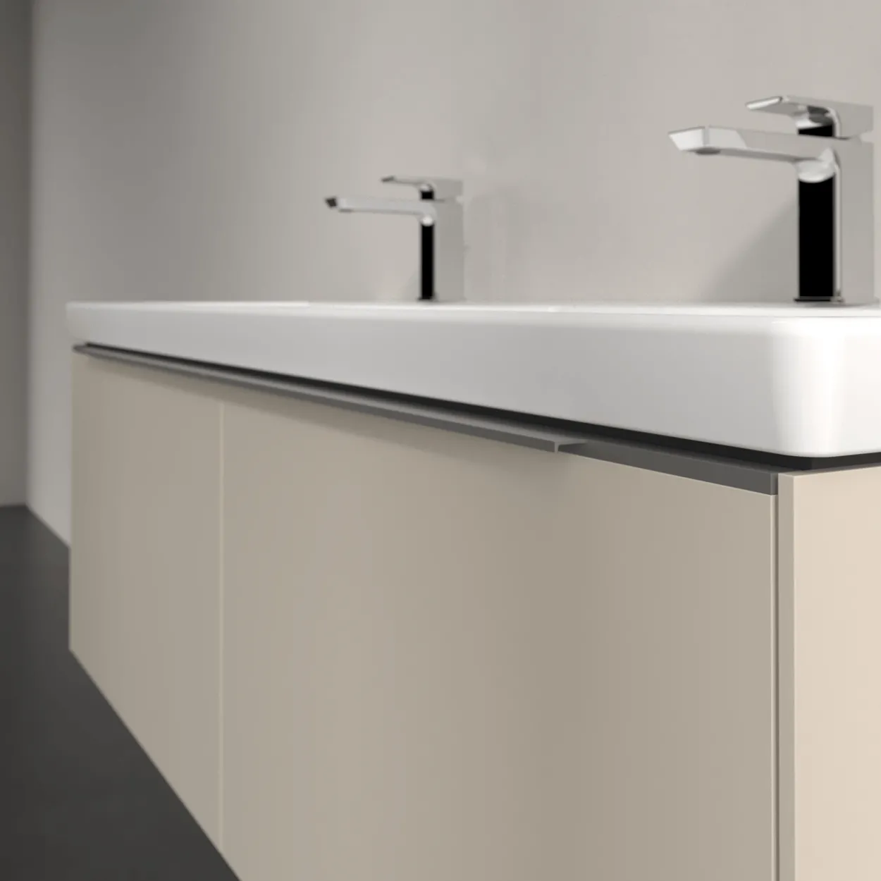 V&b subway 3.0 servantskap 127x42 f/dobbel servant cashmere grey m/lys håndtak i krom