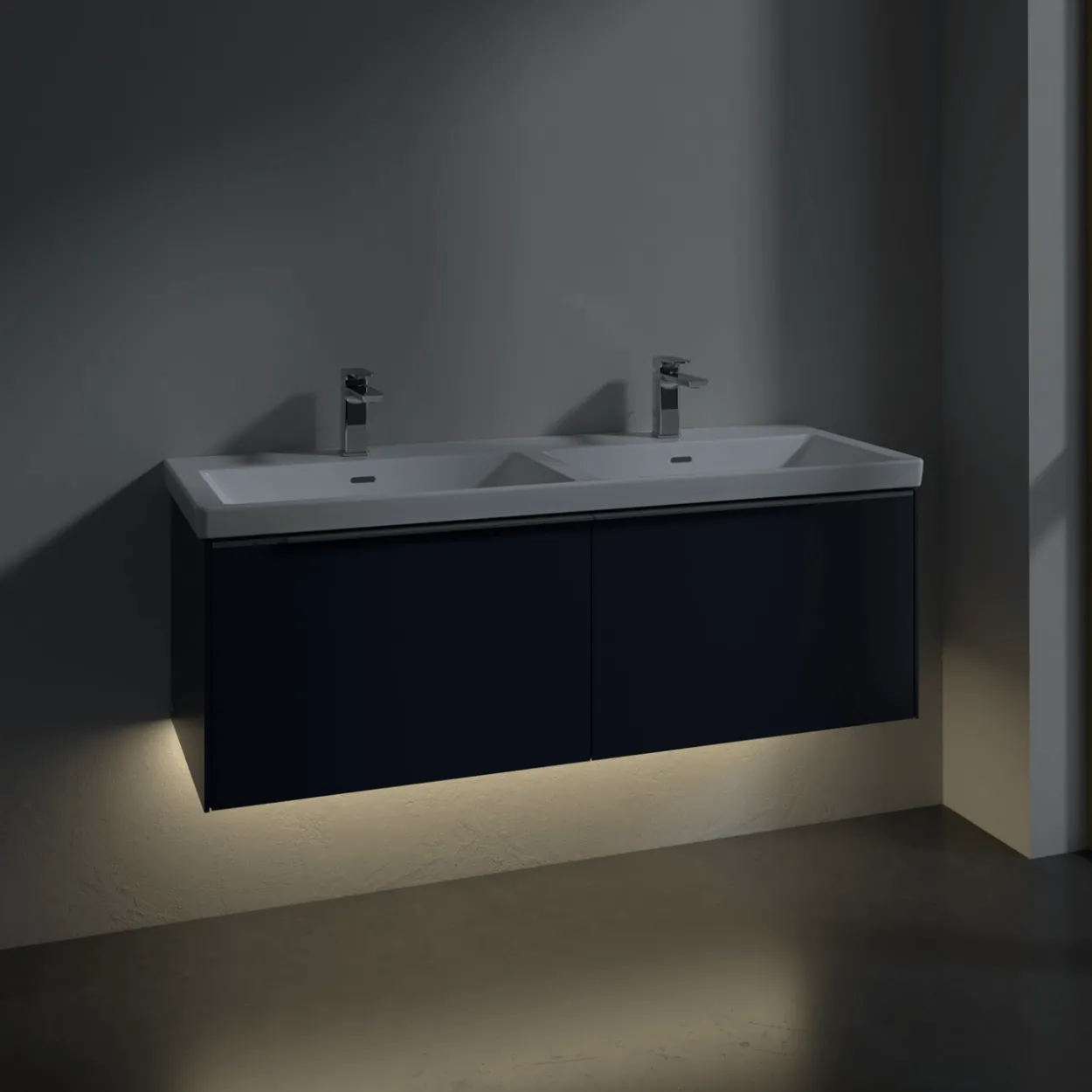 V&b subway 3.0 servantskap 127x42 f/dobbel servant cashmere grey m/lys håndtak i krom