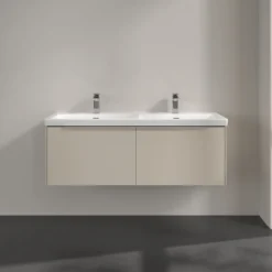 V&b subway 3.0 servantskap 127x42 f/dobbel servant cashmere grey m/lys håndtak i møbelets farge