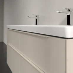V&b subway 3.0 servantskap 127x57 f/dobbel servant cashmere grey m/lys håndtak i møbelets farge