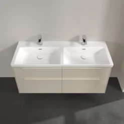 V&b subway 3.0 servantskap 127x57 f/dobbel servant cashmere grey m/lys håndtak i møbelets farge