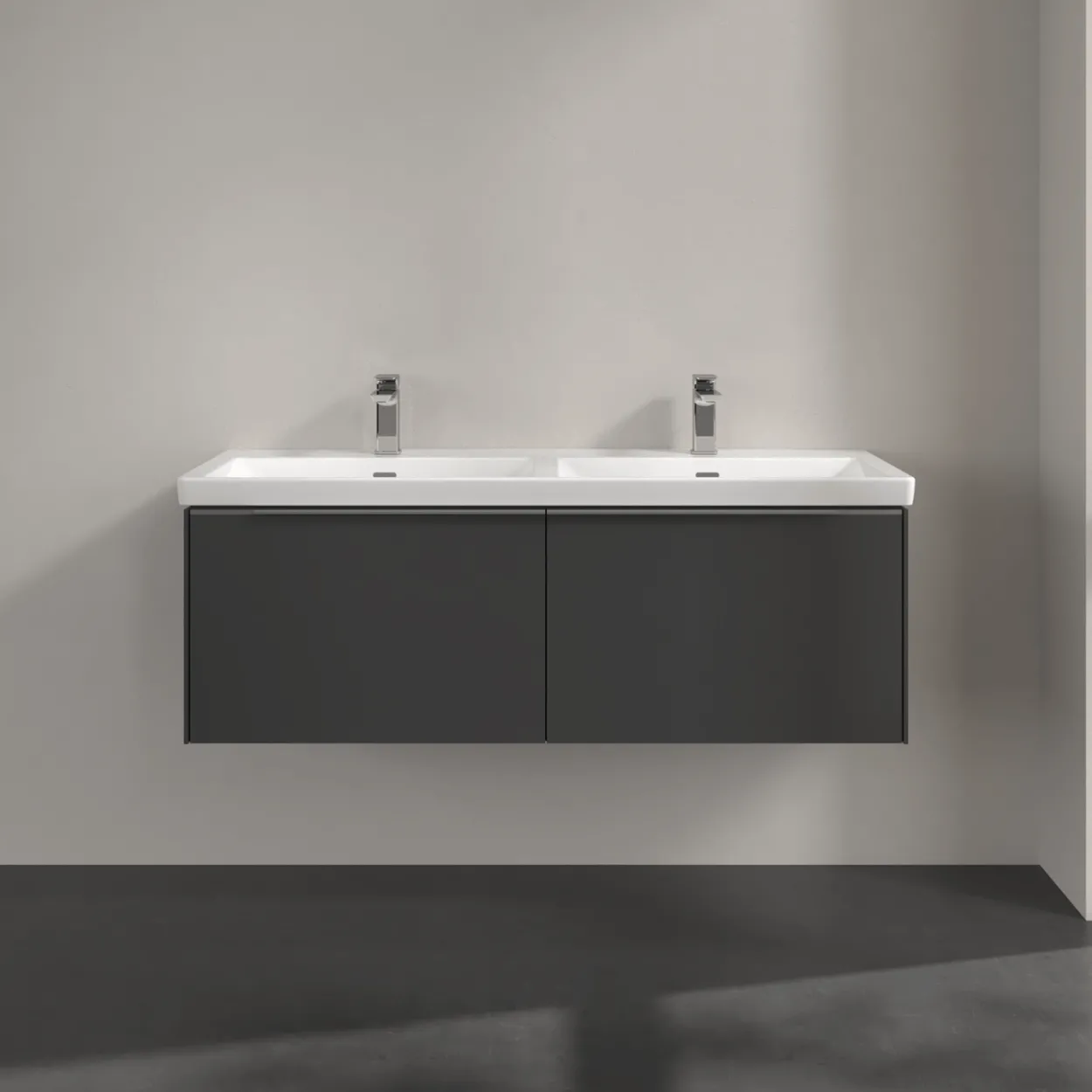 V&b subway 3.0 servantskap 127x42 f/dobbel servant graphite håndtak i krom