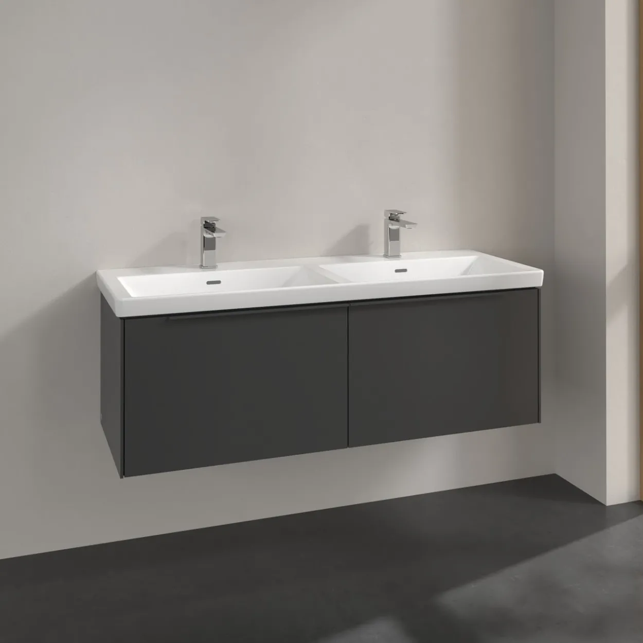 V&b subway 3.0 servantskap 127x42 f/dobbel servant graphite håndtak i møbelets farge