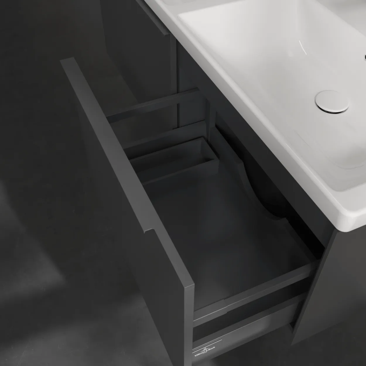 V&b subway 3.0 servantskap 127x42 f/dobbel servant graphite håndtak i møbelets farge