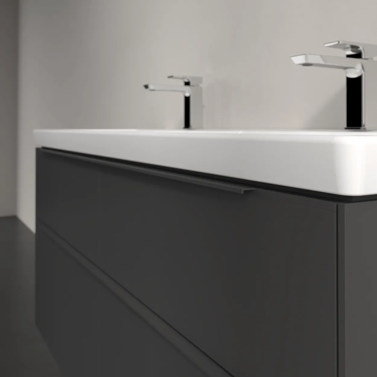 V&b subway 3.0 servantskap 127x57 f/dobbel servant graphite håndtak i møbelets farge