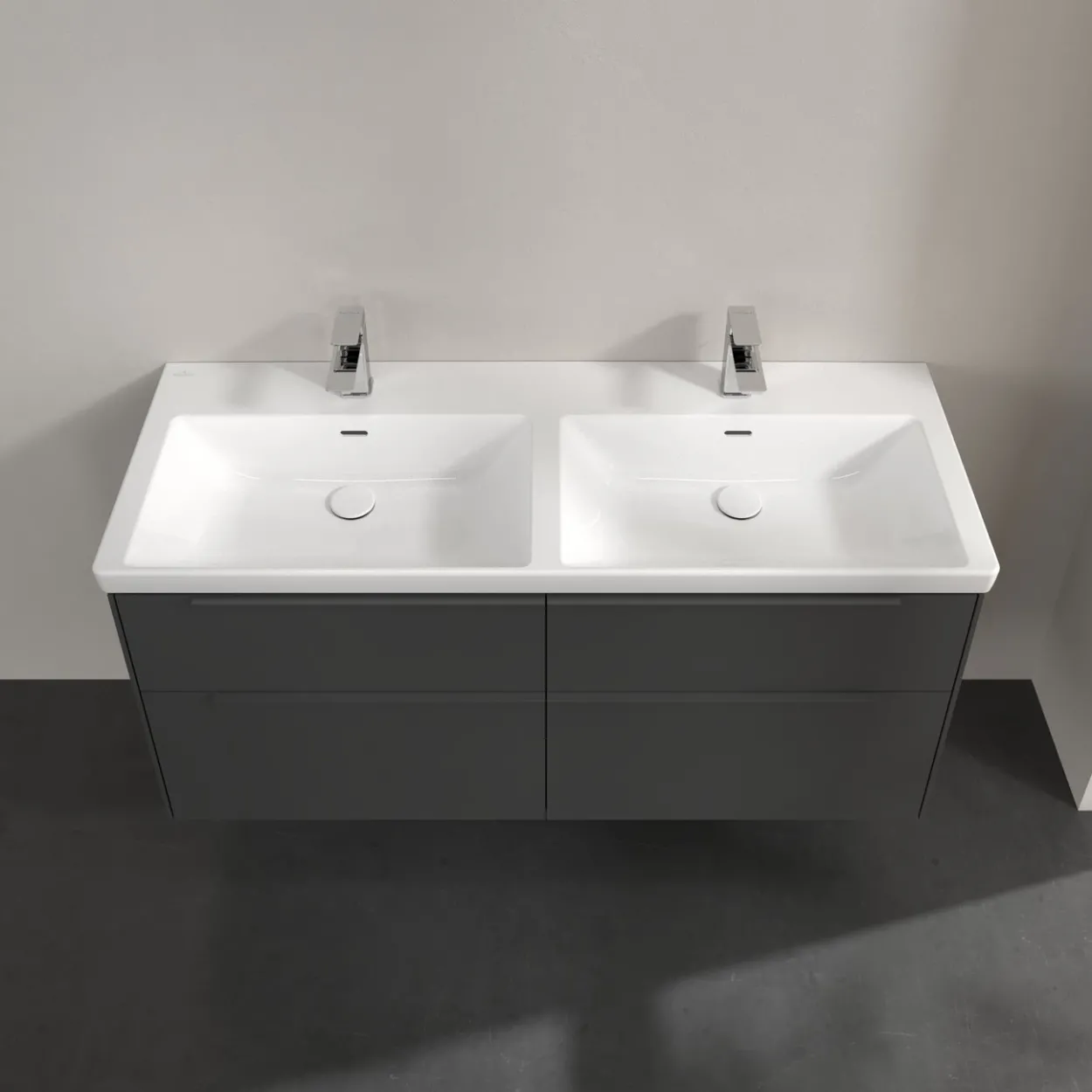 V&b subway 3.0 servantskap 127x57 f/dobbel servant graphite håndtak i møbelets farge