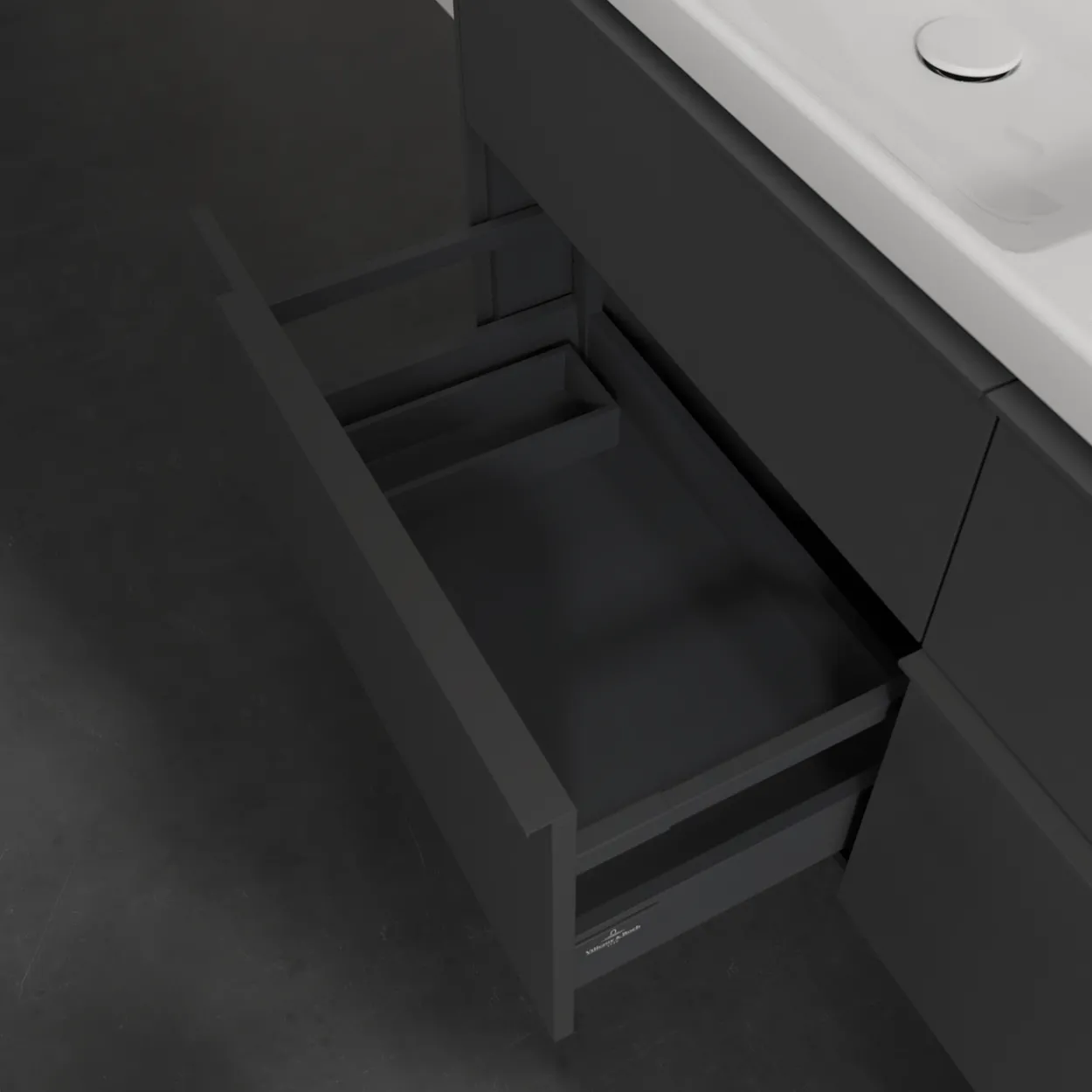 V&b subway 3.0 servantskap 127x57 f/dobbel servant graphite håndtak i møbelets farge