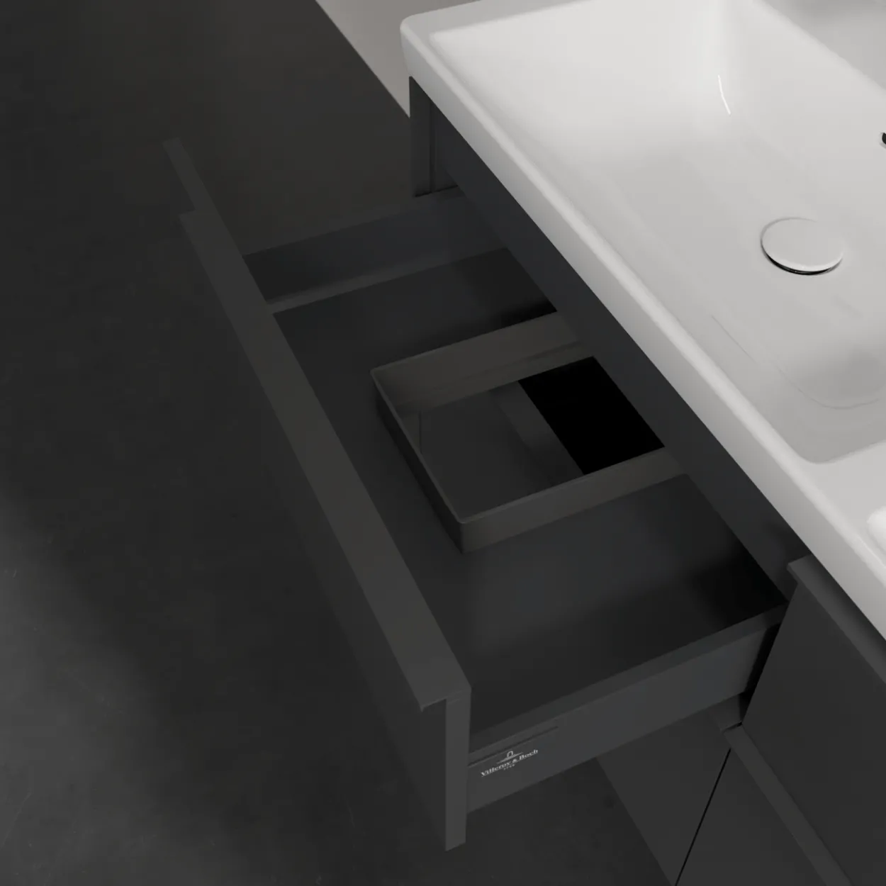 V&b subway 3.0 servantskap 127x57 f/dobbel servant graphite håndtak i møbelets farge