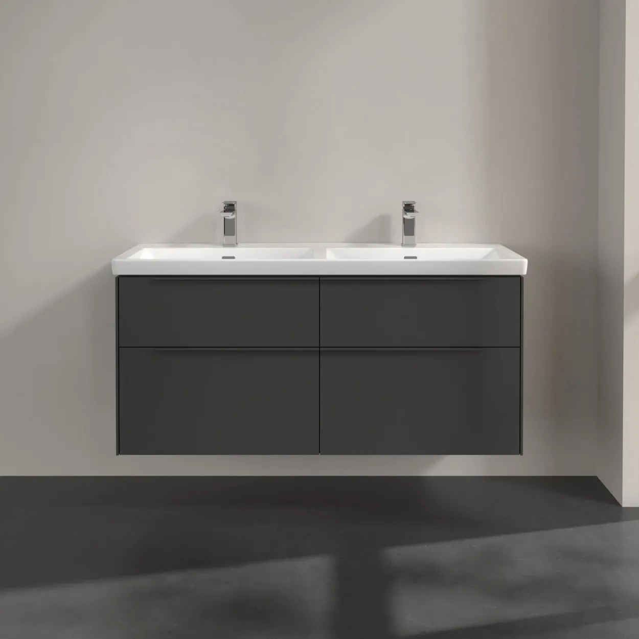V&b subway 3.0 servantskap 127x57 f/dobbel servant graphite håndtak i møbelets farge