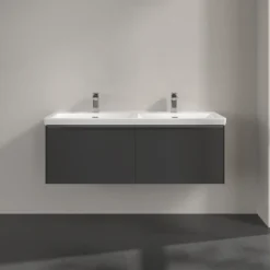 V&b subway 3.0 servantskap 127x42 f/dobbel servant graphite m/lys håndtak i krom