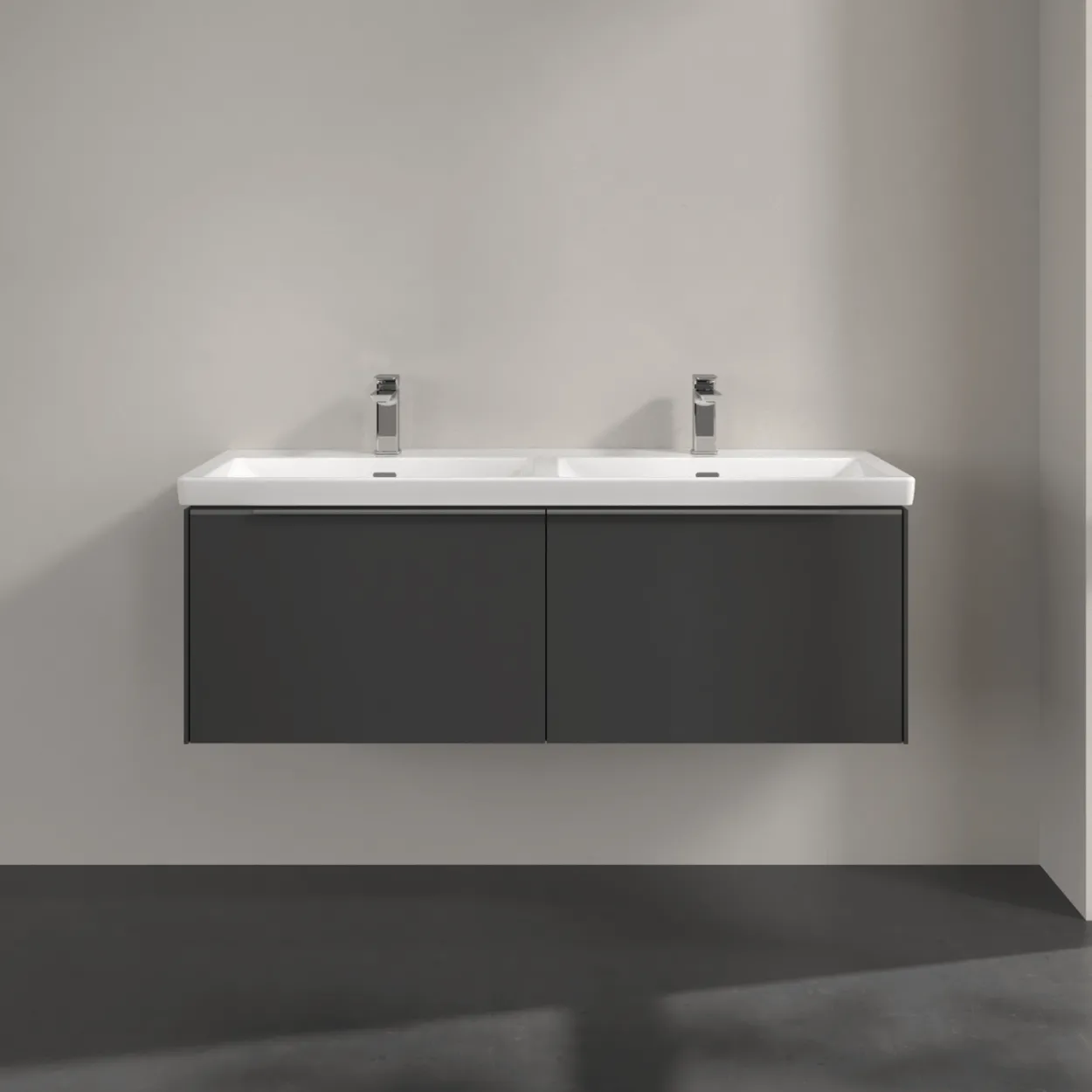 V&b subway 3.0 servantskap 127x42 f/dobbel servant graphite m/lys håndtak i krom