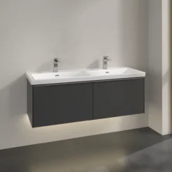 V&b subway 3.0 servantskap 127x42 f/dobbel servant graphite m/lys håndtak i krom