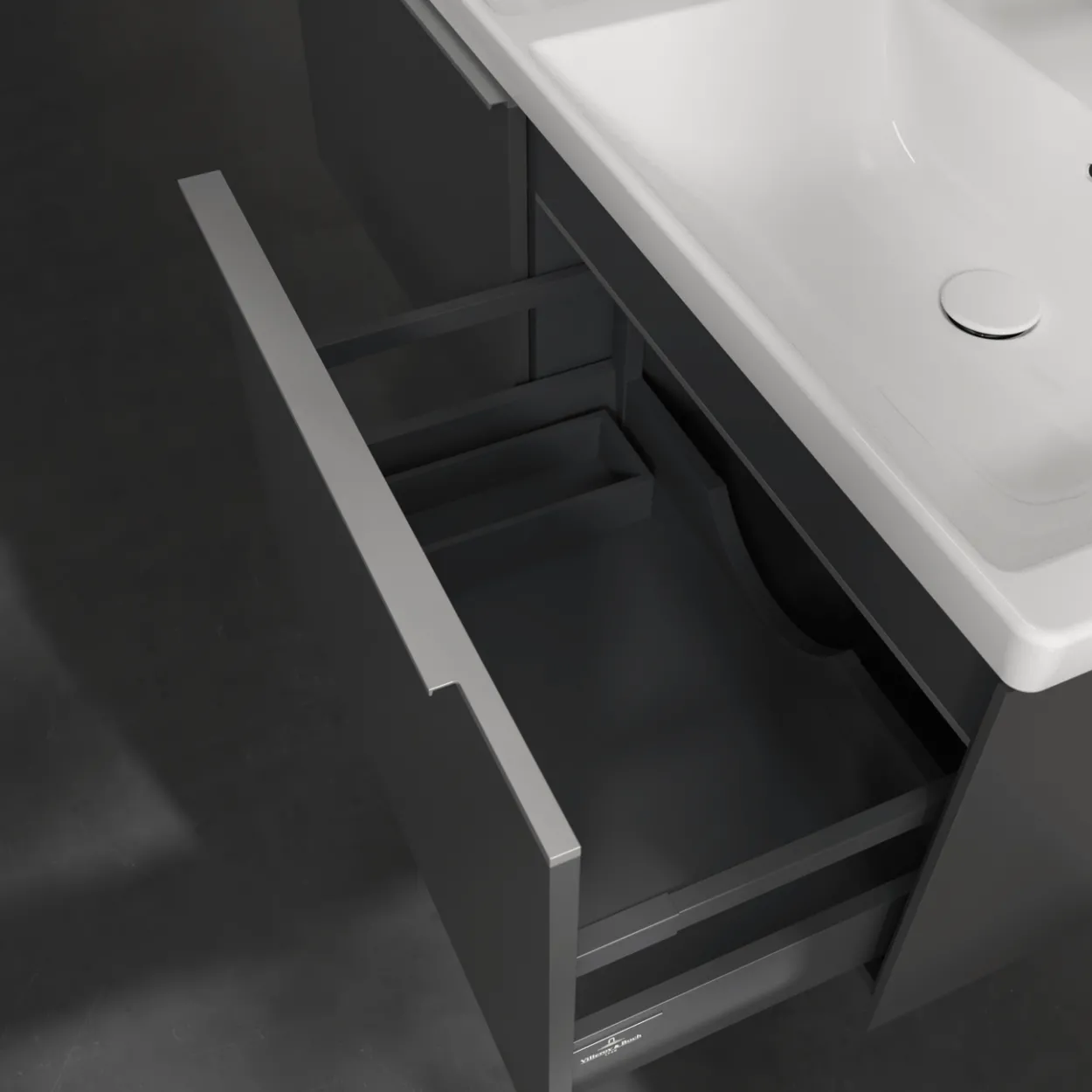 V&b subway 3.0 servantskap 127x42 f/dobbel servant graphite m/lys håndtak i krom