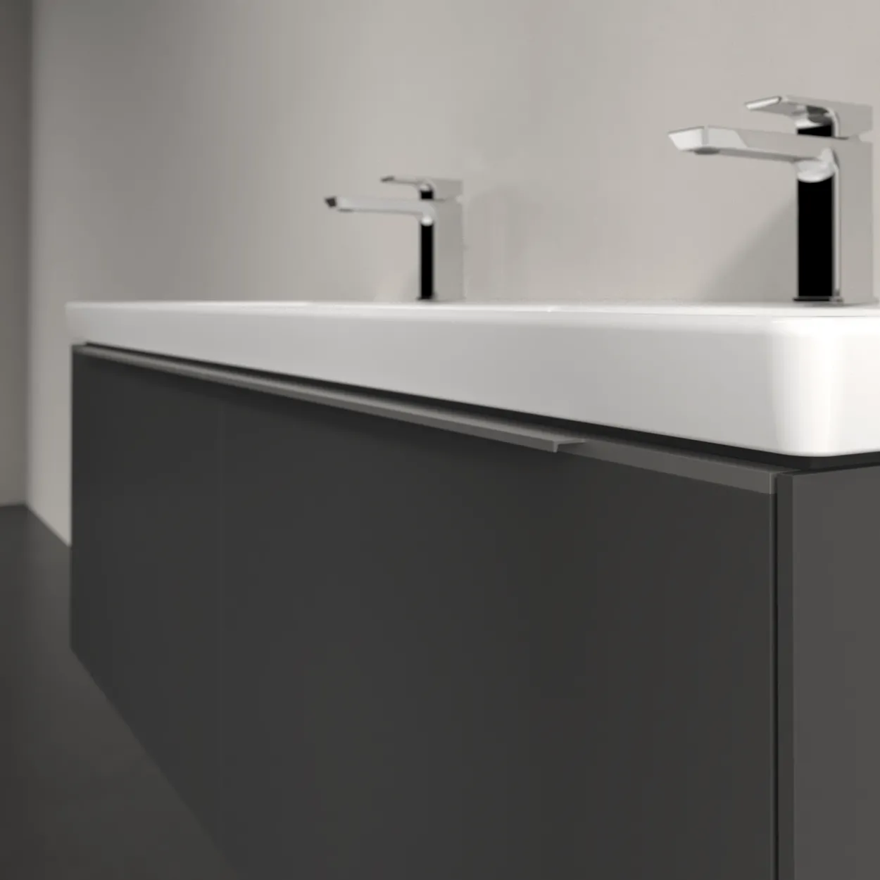 V&b subway 3.0 servantskap 127x42 f/dobbel servant graphite m/lys håndtak i krom