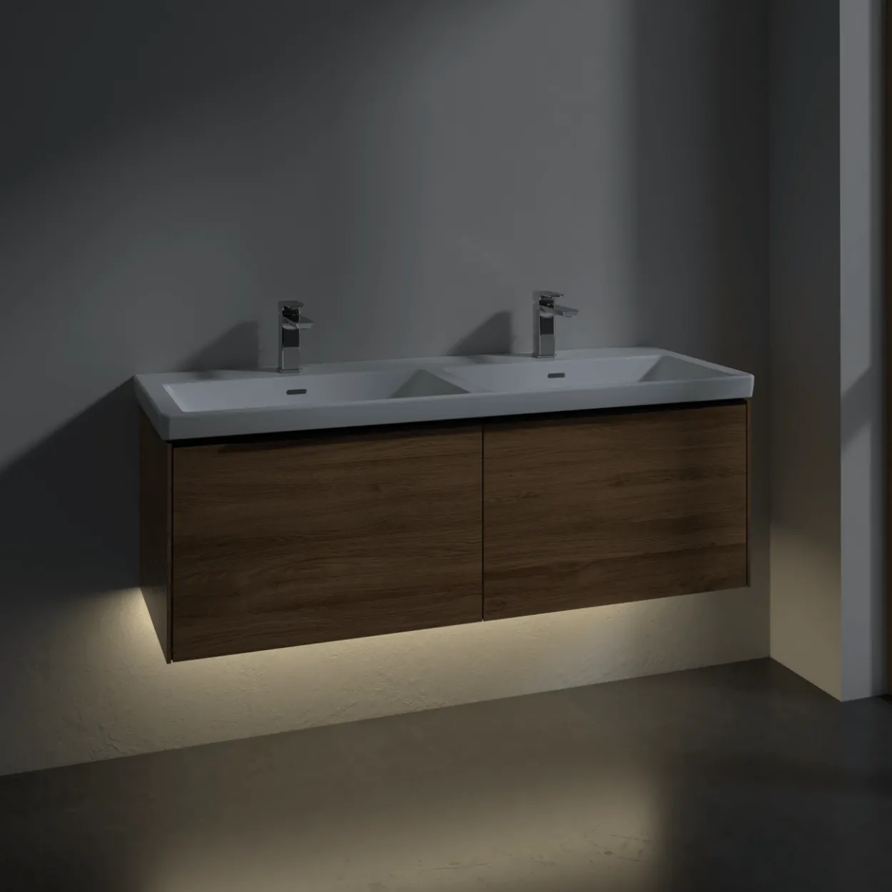 V&b subway 3.0 servantskap 127x42 f/dobbel servant graphite m/lys håndtak i krom