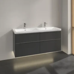 V&b subway 3.0 servantskap 127x57 f/dobbel servant graphite m/lys håndtak i krom