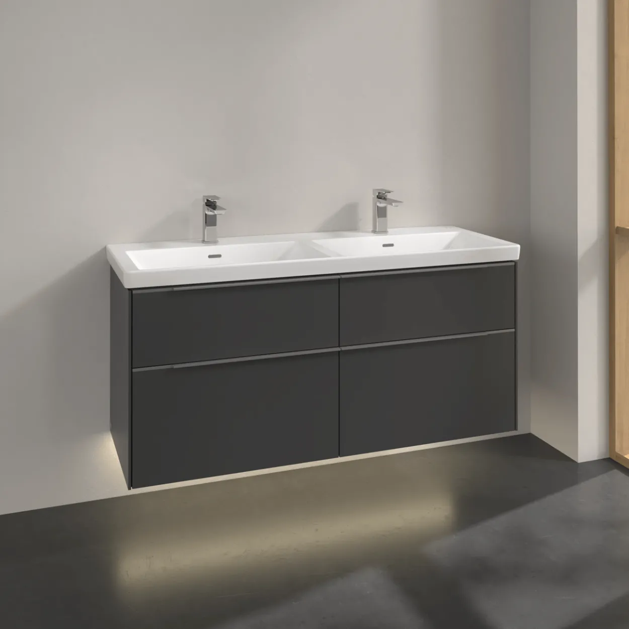 V&b subway 3.0 servantskap 127x57 f/dobbel servant graphite m/lys håndtak i krom