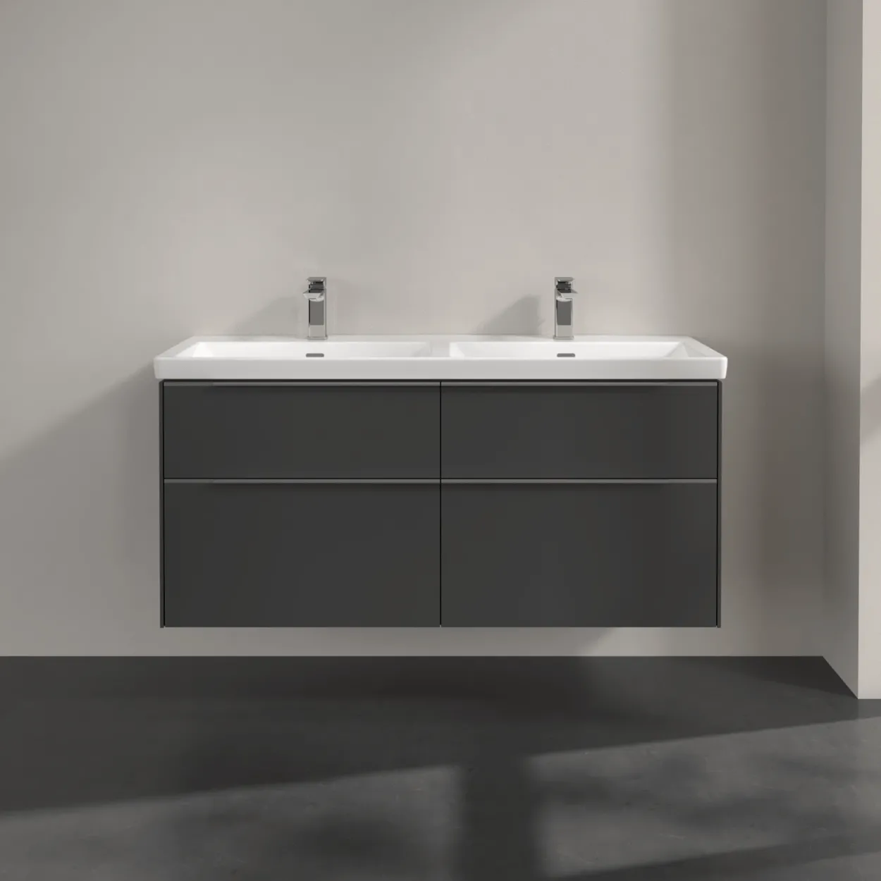 V&b subway 3.0 servantskap 127x57 f/dobbel servant graphite m/lys håndtak i krom